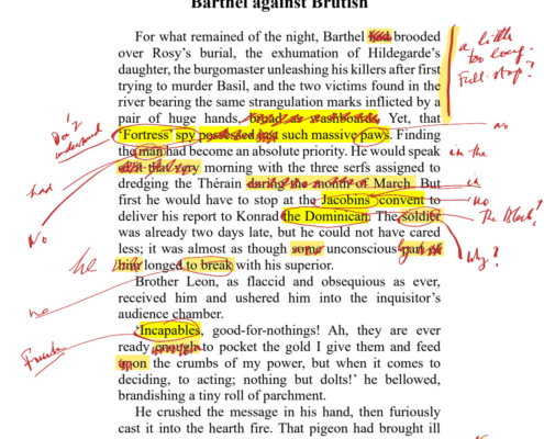 Example of editorial revision with handwritten corrections