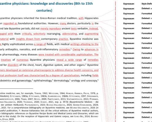 Example of in-depth scholarly editing with tracked changes